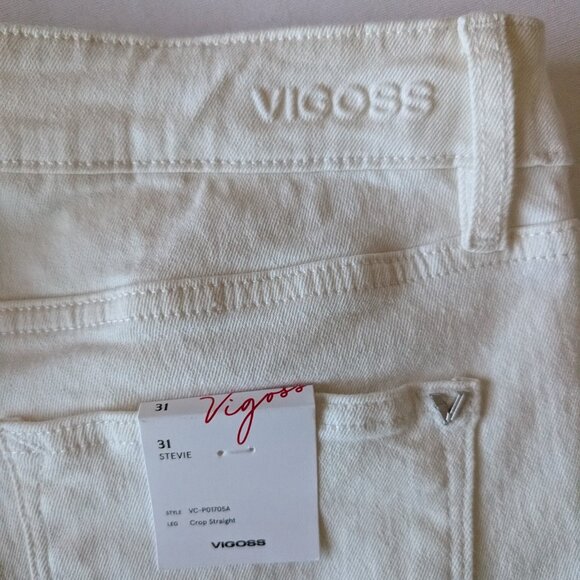 NWT Vigoss Stevie Crop Straight Jeans White Raw Hem Women's Ankle Stretch Sz 31 - Picture 11 of 13